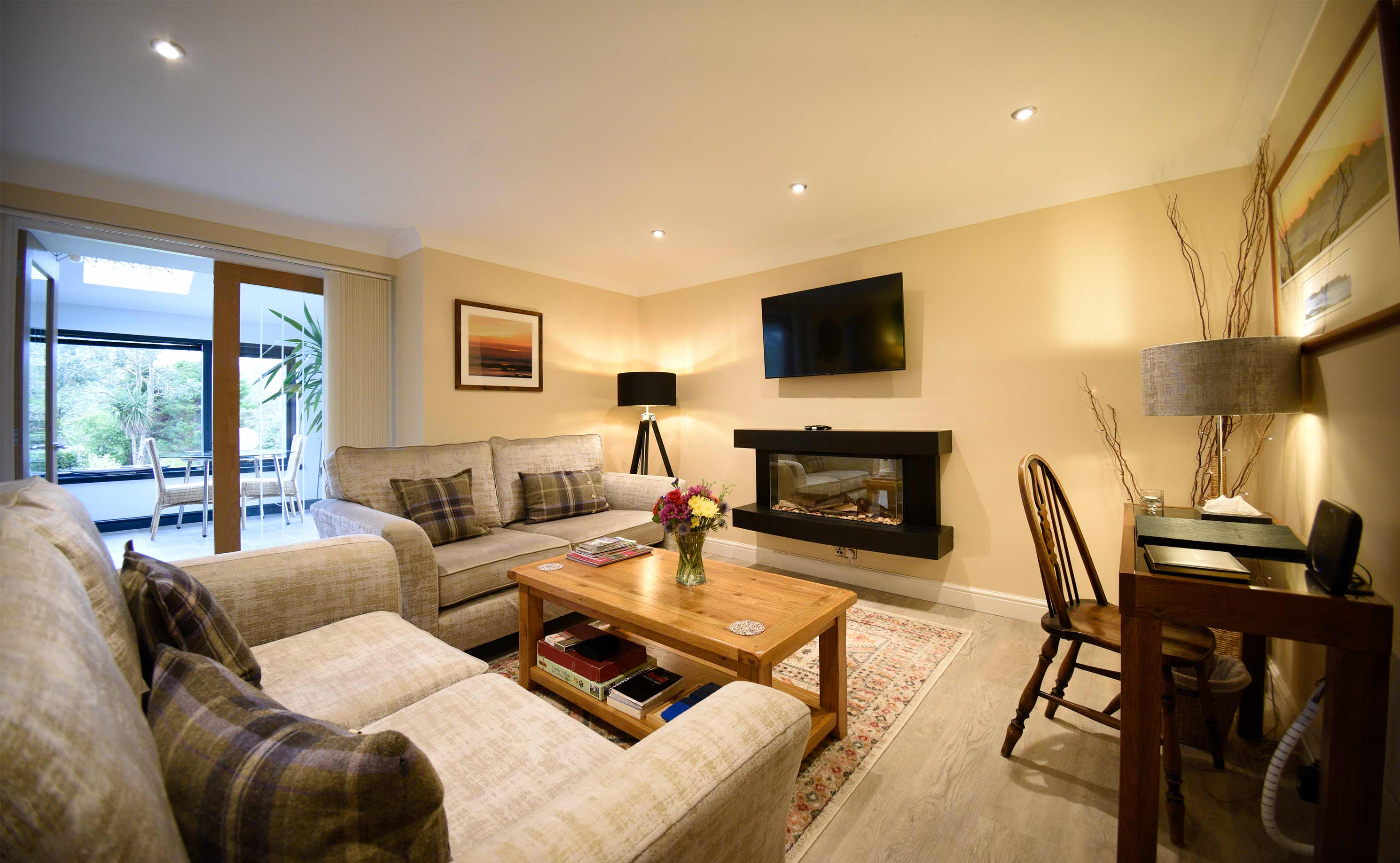 Our luxury self catering accommodation in Portree contains an open plan living room at Kiltaraglen House
